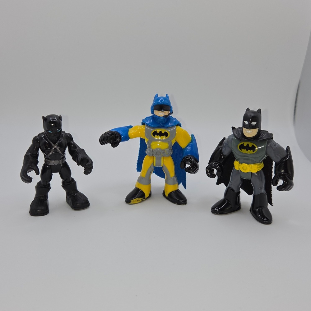 Fisher Price Imaginebro Hasbro Marvel Black Panther DC Batman Action Figure Lot